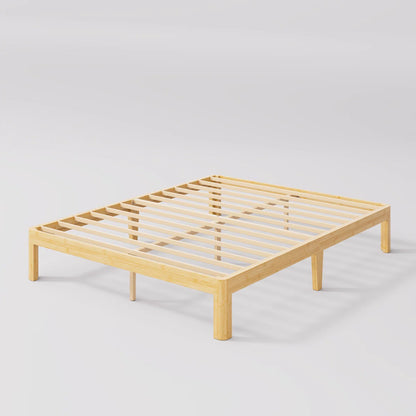 12" High Solid Wood Platform Bed, Easy Assembly, No Squeak