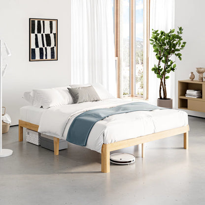 12" High Solid Wood Platform Bed, Easy Assembly, No Squeak