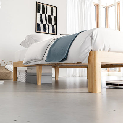 12" High Solid Wood Platform Bed, Easy Assembly, No Squeak