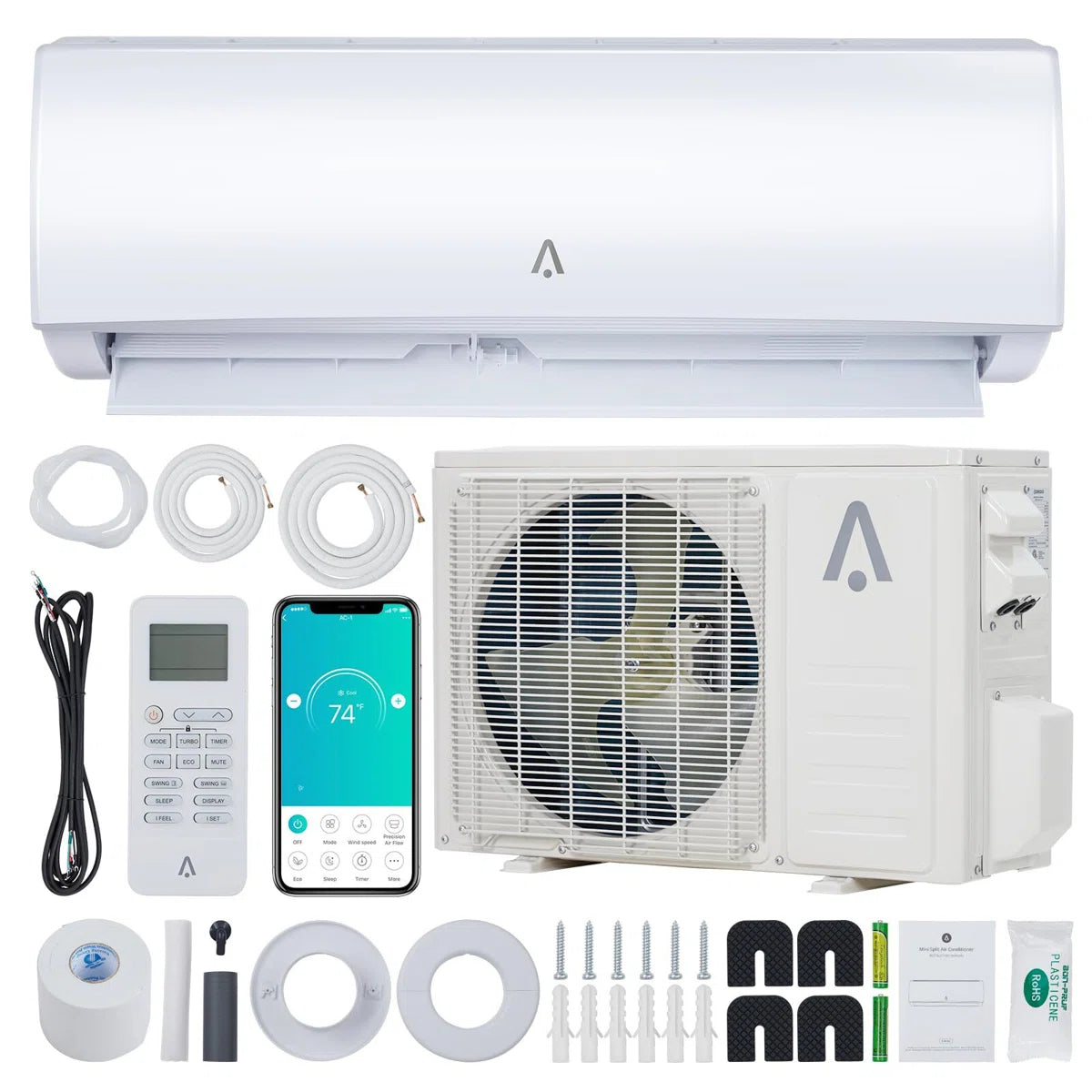 12000 BTU Mini Split AC/Heating System, 4 in 1Mini Split AC, 19 SEER