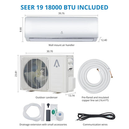 12000 BTU Mini Split AC/Heating System, 4 in 1Mini Split AC, 19 SEER