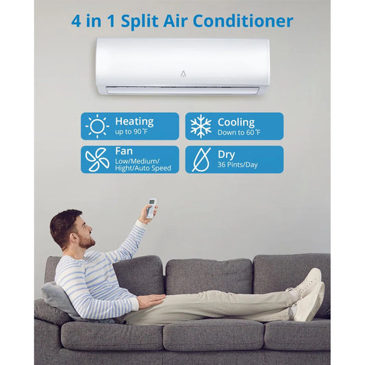 12000 BTU Mini Split AC/Heating System, 4 in 1Mini Split AC, 19 SEER