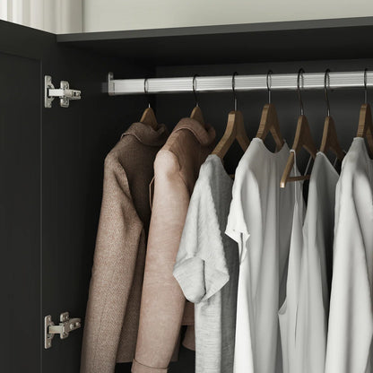 3 doors Armoire Wardrobe With 2 Drawers and Shelves and led lights