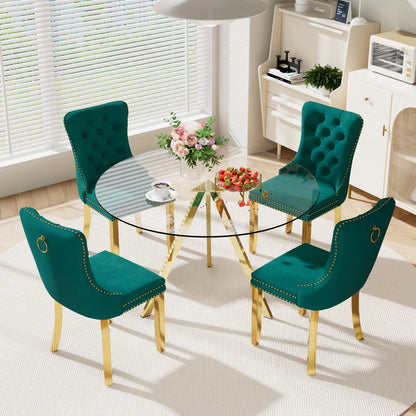 5-Piece Pedestal Gold Dining Set