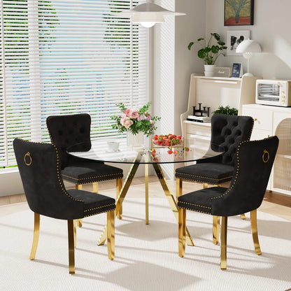 5-Piece Pedestal Gold Dining Set