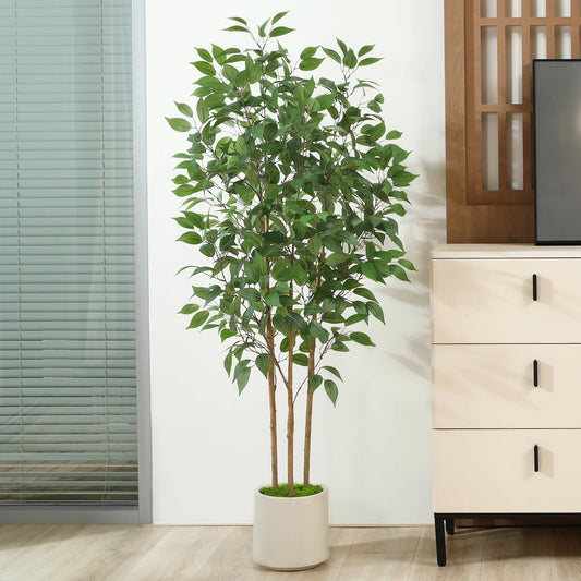 Fake Plant with Pot and Natural Feel Leaves for Home or Office Decor - Artificial Plants Indoor