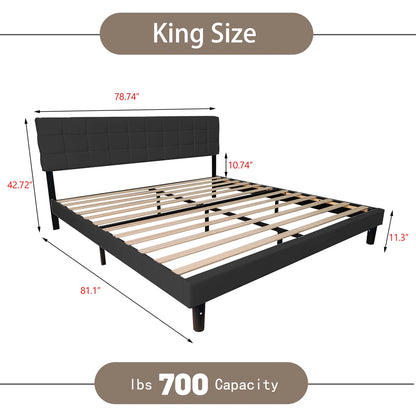 Analysia Upholstered Platform Bed-BEIGE COLOR