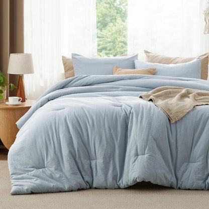 Bedsure Cotton Fabric With Microfiber Inner Fill Comforter Set