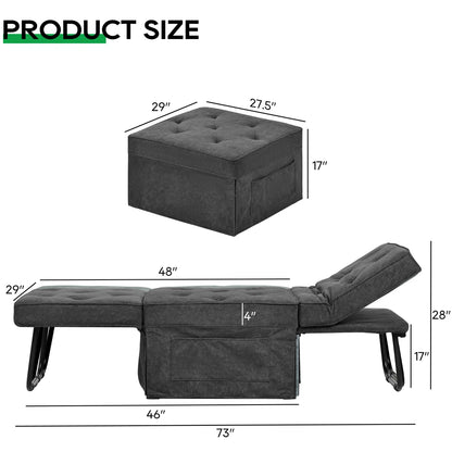 Bocanegra 73'' Length 4-in-1 Multi-function Convertible Folding Sofa Bed Ottoman