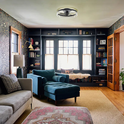 Bonin 20'' Indoor flush mount ceiling fan with light, indoor remote control ceiling fans with lights