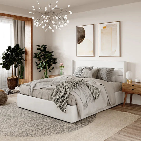 Braya Hydraulic Lift Up Storage Upholstered Platform Bed- KING