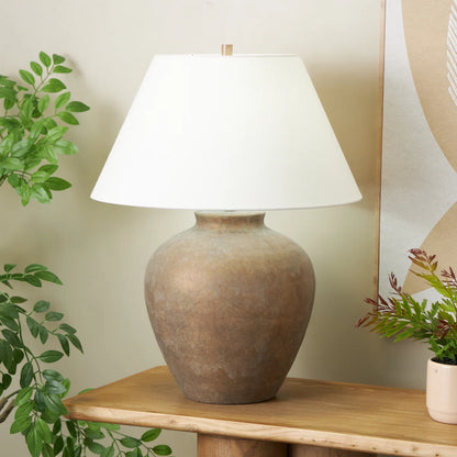 Cole And Grey Ceramic Antique Style Pot Vase Room Table Lamp With White Drum Shade
