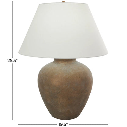 Cole And Grey Ceramic Antique Style Pot Vase Room Table Lamp With White Drum Shade
