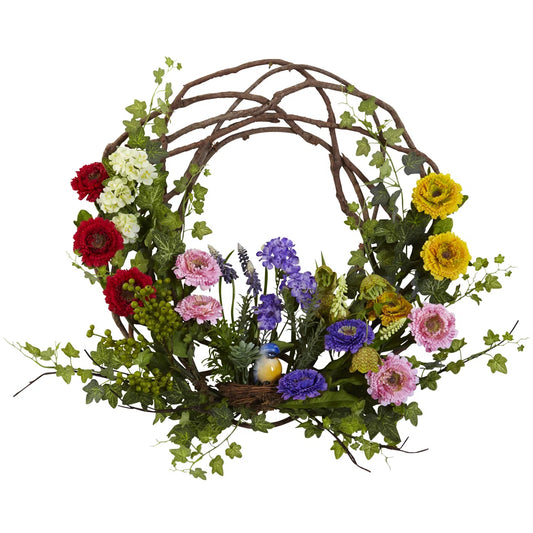 Floral 22" Polyester Wreath