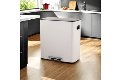 Matt Blatt 56L Dual Compartment Pedal Rubbish Bin (Grey/ stainless steel)