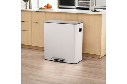 Matt Blatt 56L Dual Compartment Pedal Rubbish Bin (Grey/ stainless steel)