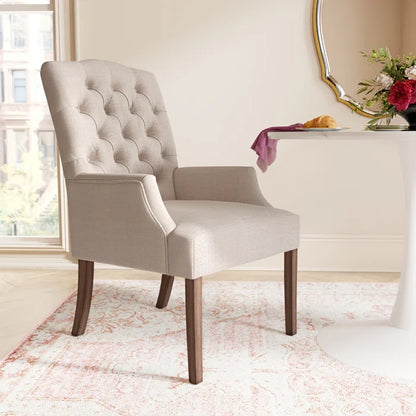 Lila Tufted Linen Upholstered Arm Chair