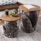 Mcgowen Nesting End Table Set, with Storage - Round Living Room Tables with Metal Frame and Wood Top for Home, Playroom, and Office