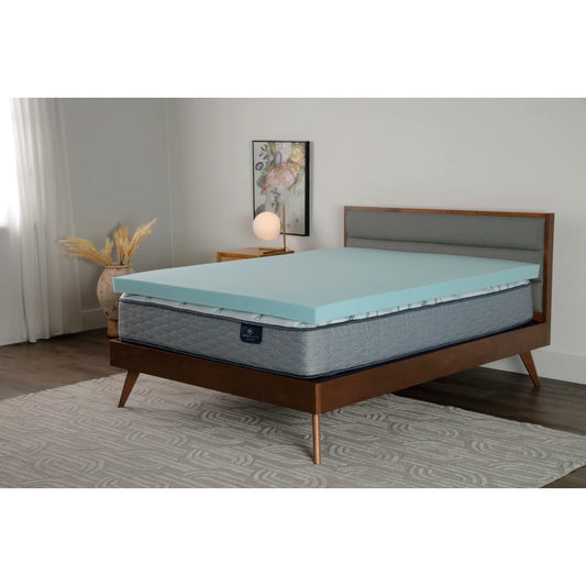 Serta Cooling ThermaGel Memory Foam Mattress Topper, 3 Inch