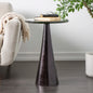 Sherborn Cole And Grey Aluminum Cone Geometric Accent Table With Textured Glass Tabletop