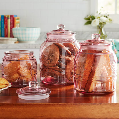 The Pioneer Woman Cassie  3PC Glass Canister, Rose