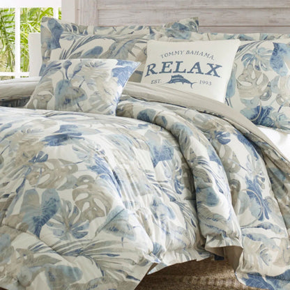 Tommy Bahama Raw Coast Blue Cotton 5 Piece Comforter Bonus Set