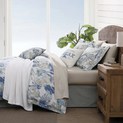 Tommy Bahama Raw Coast Blue Cotton 5 Piece Comforter Bonus Set