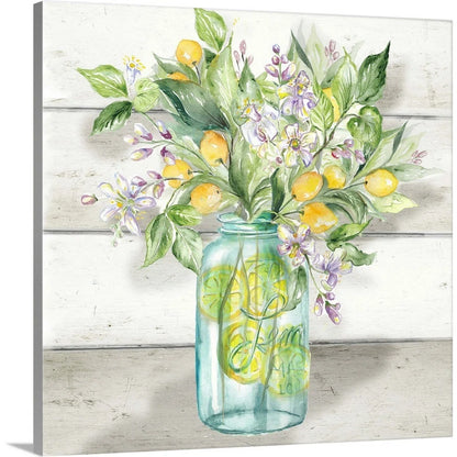 Watercolor Lemons in Mason Jar Landscape by Tre Sorelle Studios - Print on Canvas