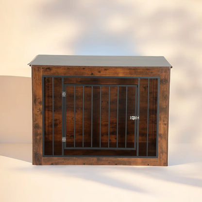 43"/38"/30"W Wooden Dog Crate Furniture, Nightstand with Lock