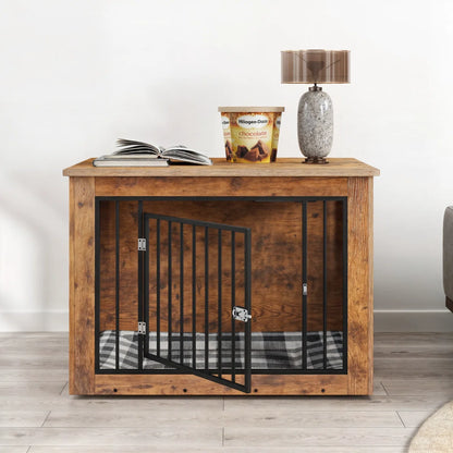 43"/38"/30"W Wooden Dog Crate Furniture, Nightstand with Lock