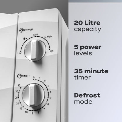 Daewoo 20L White 700W Microwave