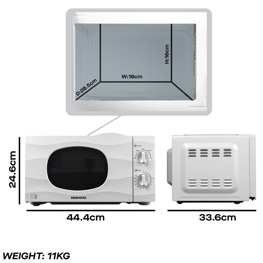 Daewoo 20L White 700W Microwave